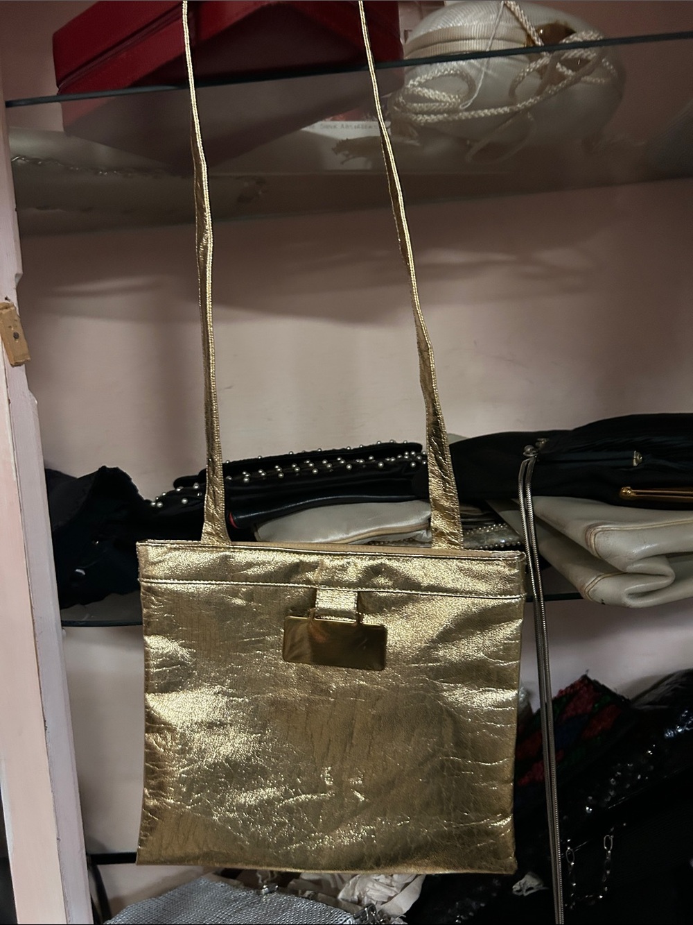 Gold Metallic Shoulder Bag - Reva
